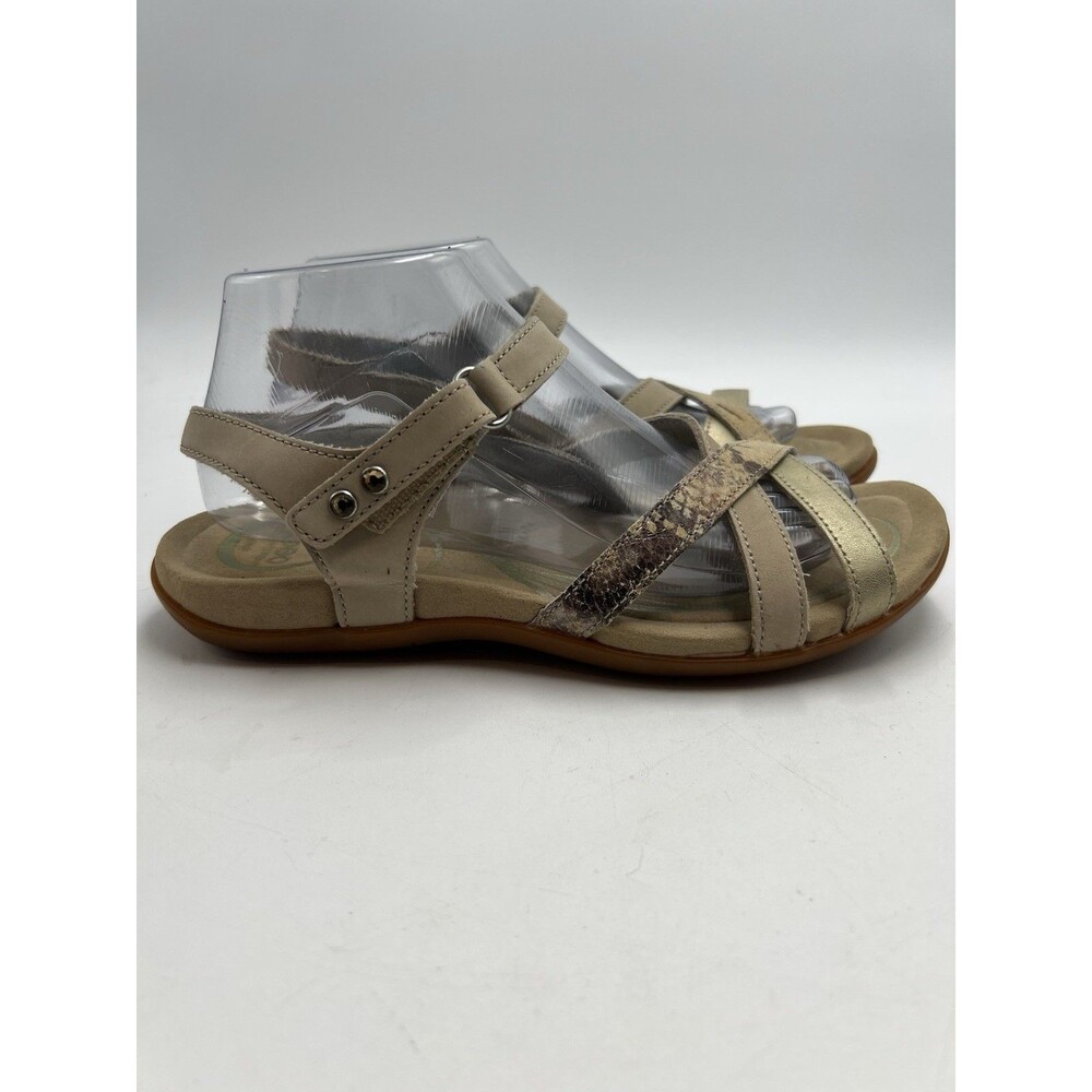 Abeo Sandals Womens 9 Narrow Laguna Strappy Beige Leather Comfort Open Toe Flats